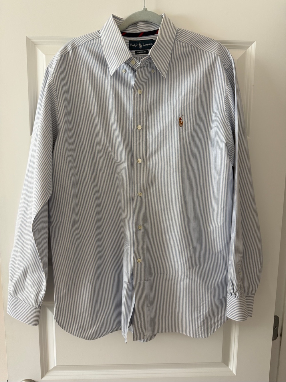 Ralph Lauren Light Blue and White Pinstripe Button-Down Shirt - Men